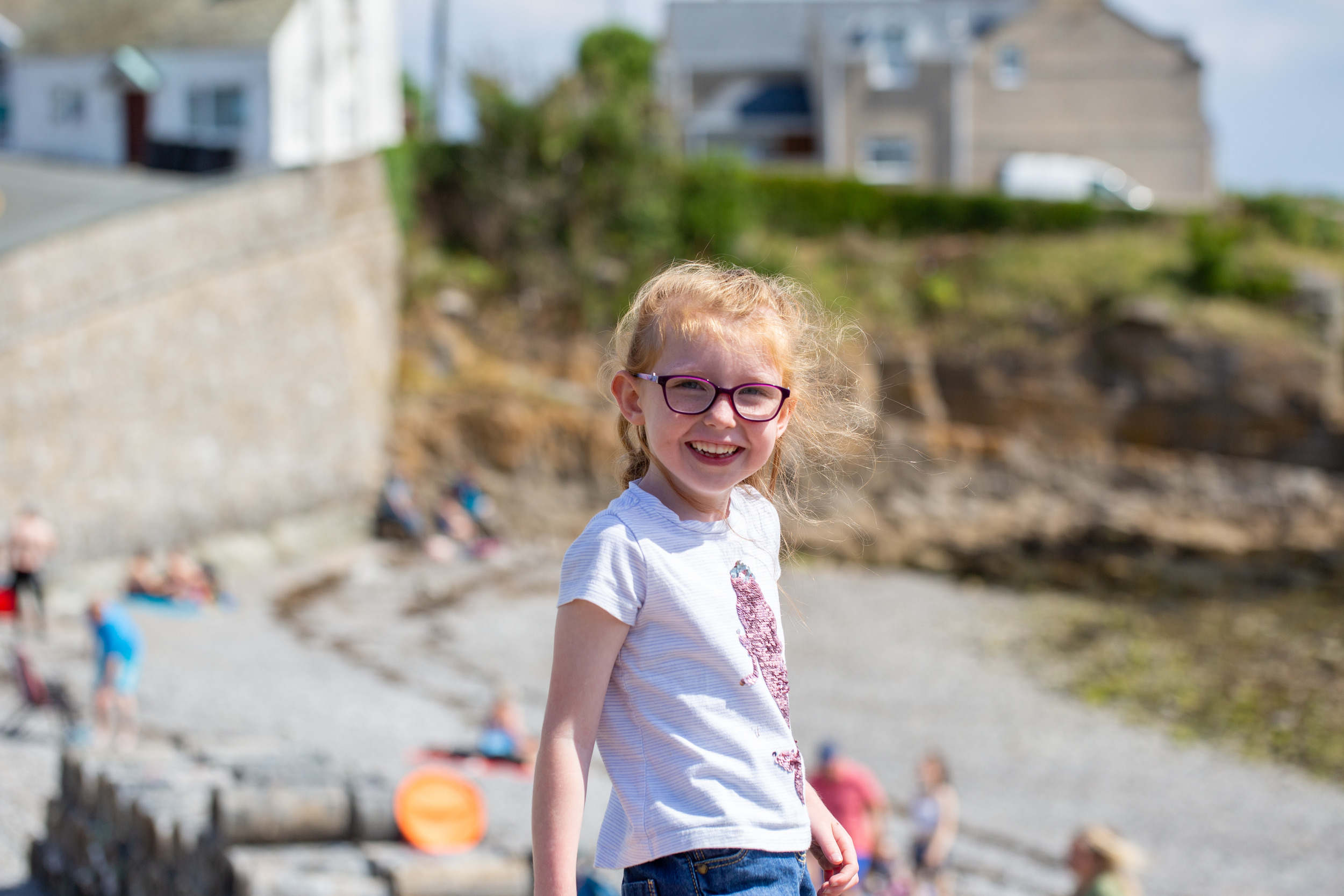 A girl smiling