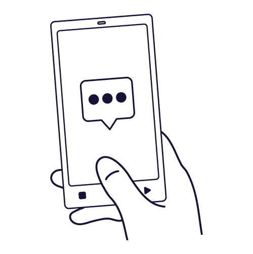 Hand holding mobile phone icon